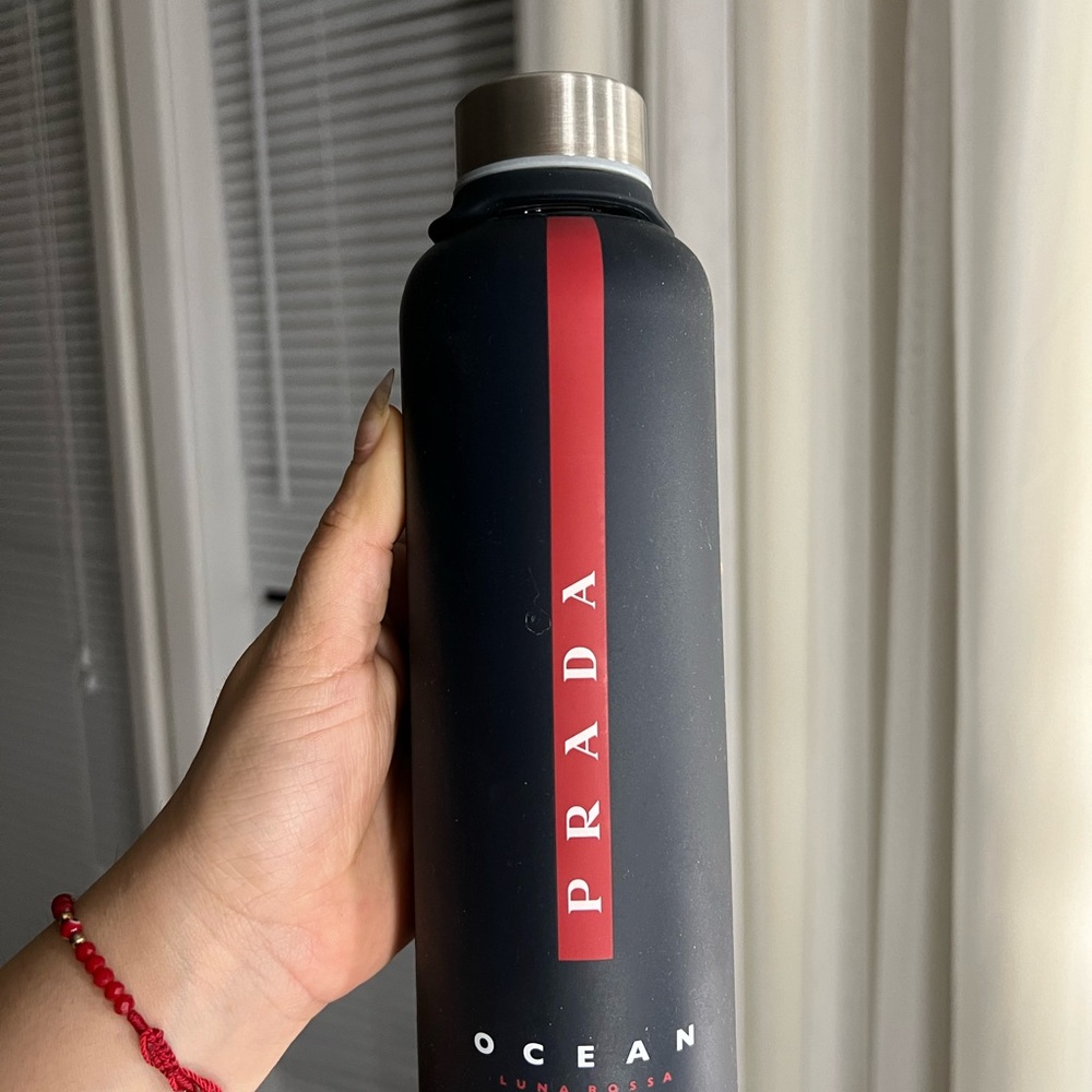 Prada Black and Red Water Bottle with Sleek Design
